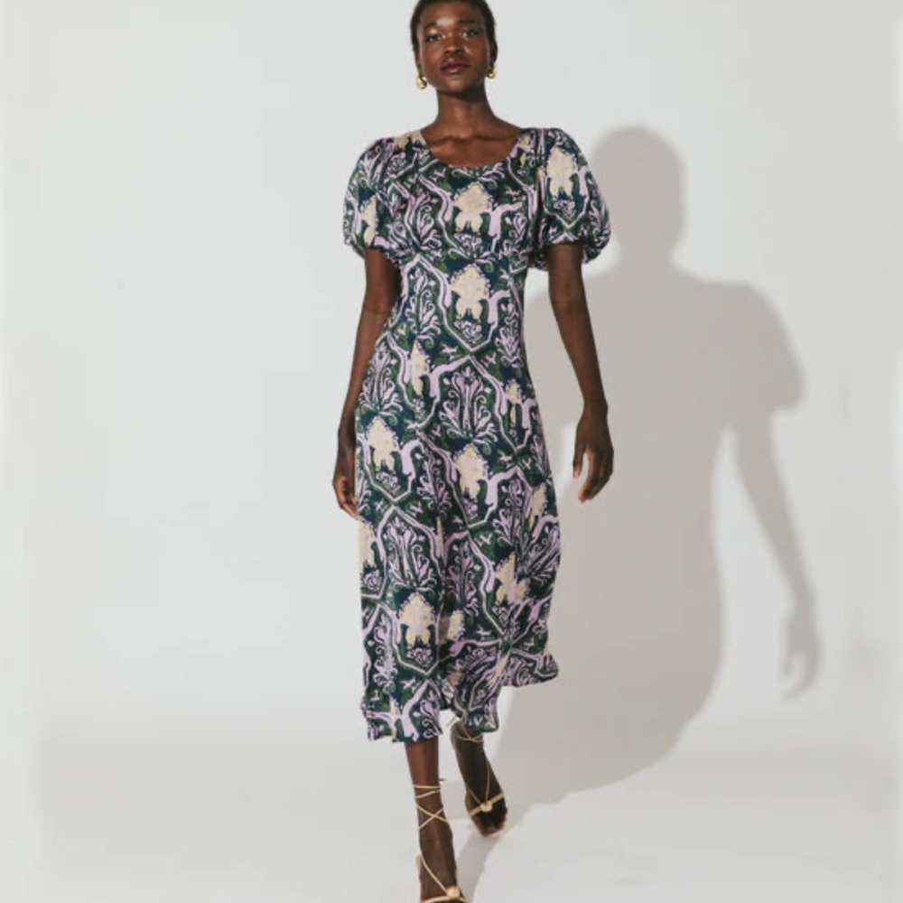 Cleo Bella Elegant Patterned Midi Dress NWT